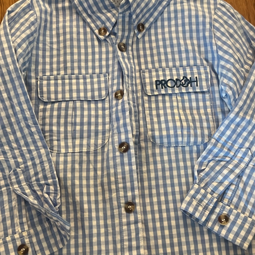 Rodo Blue Gingham Kids Button-Down Shirt
